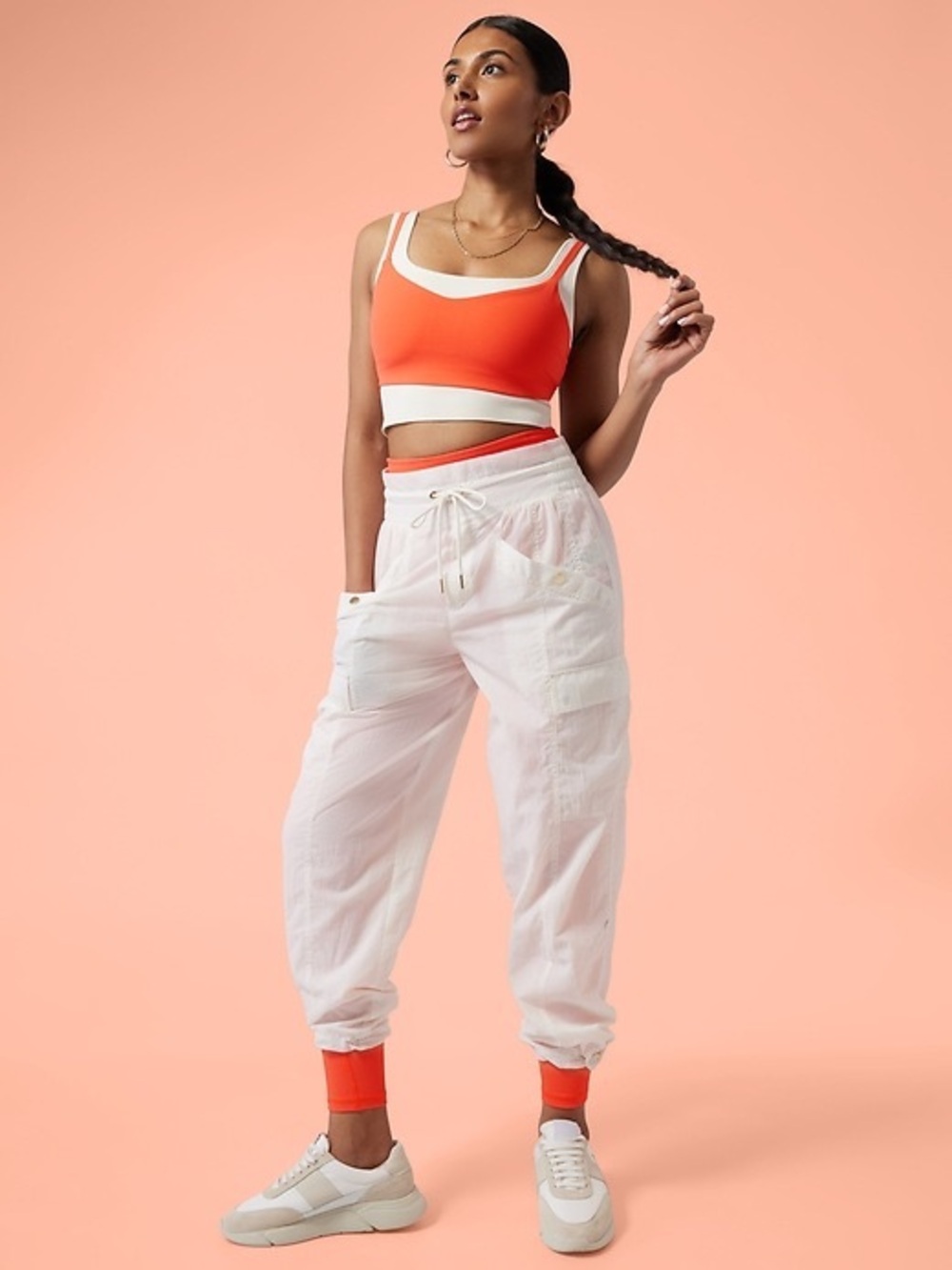 Athleta x Alicia Keys High Waist Utility Pant Jogger Size 6 Off-White Cargo